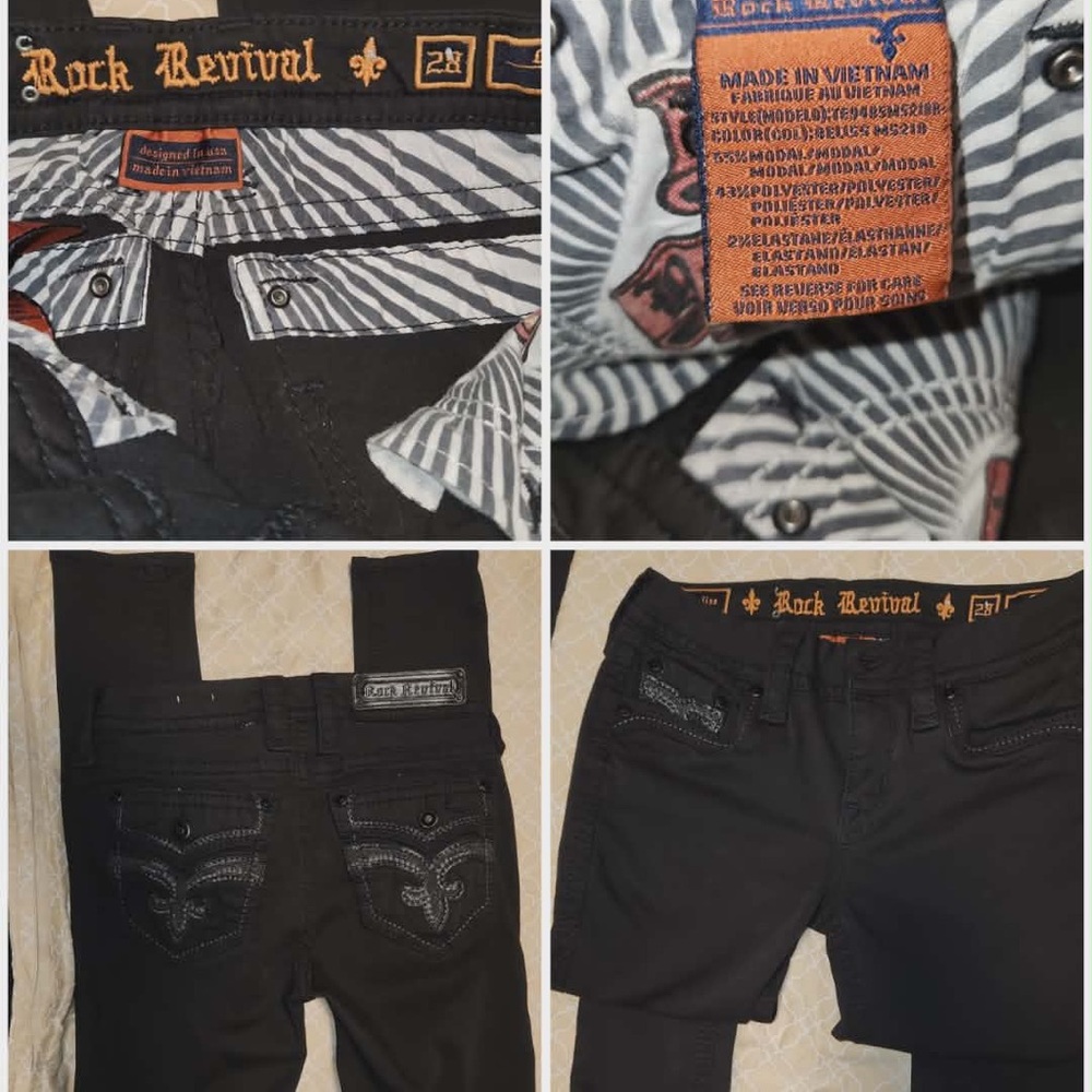 Rock Revival Black Jeans with Embellished Back Pockets